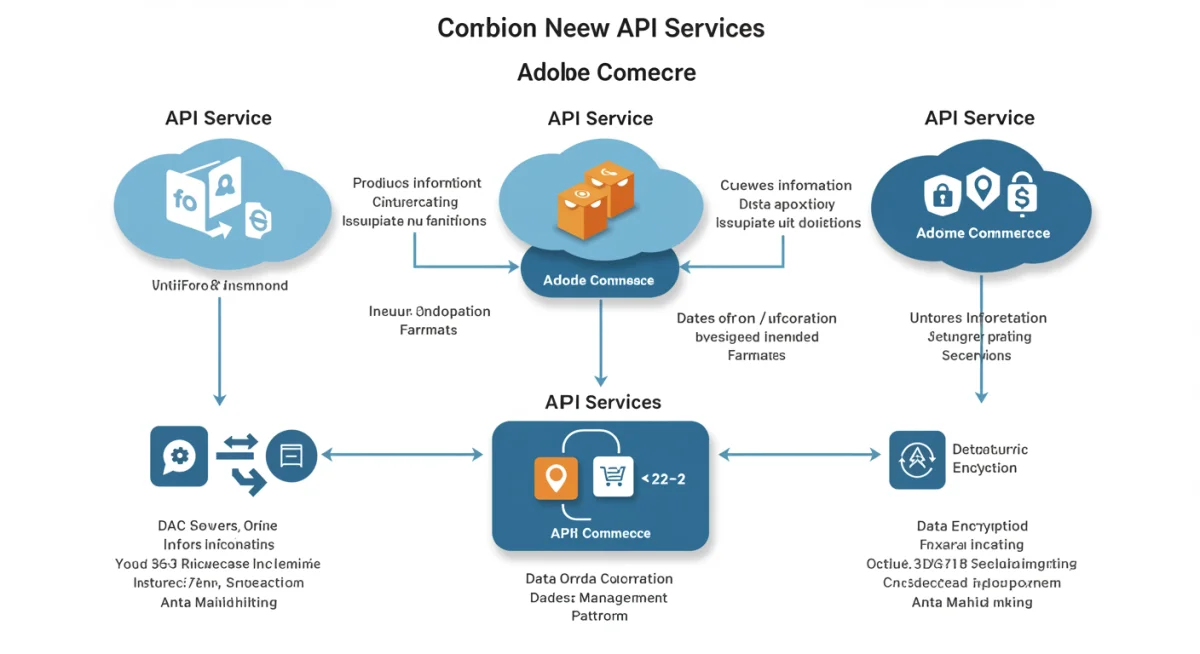 Diagram of three new Adobe Commerce API services integration