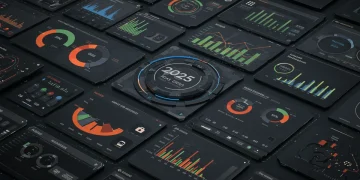 Digital dashboard showing marketing attribution data and ROAS metrics for 2025