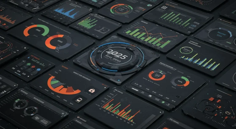 Digital dashboard showing marketing attribution data and ROAS metrics for 2025