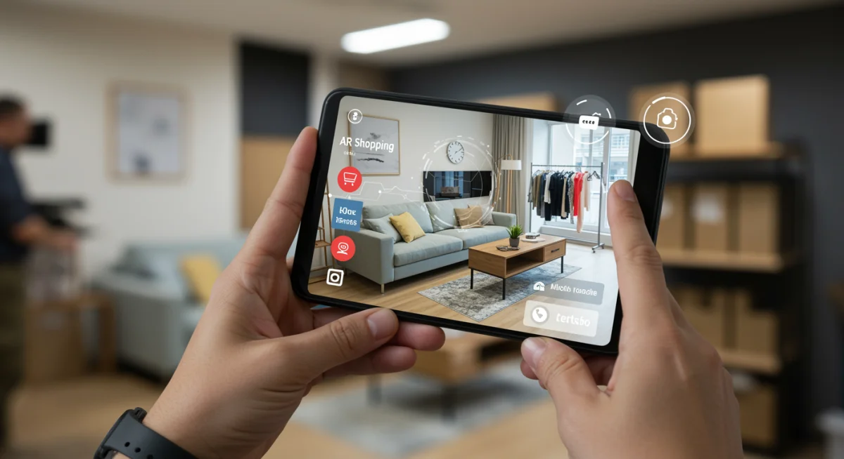Mobile augmented reality shopping experience demonstrating immersive retail