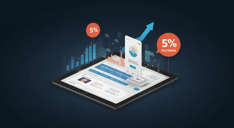 Illustration of BigCommerce's new checkout flow boosting conversions on a digital device