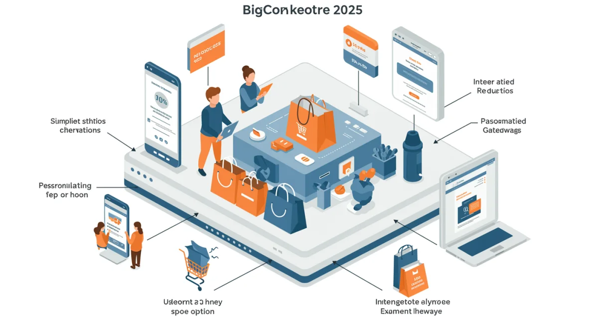 Infographic detailing key features of BigCommerce's 2025 enhanced checkout
