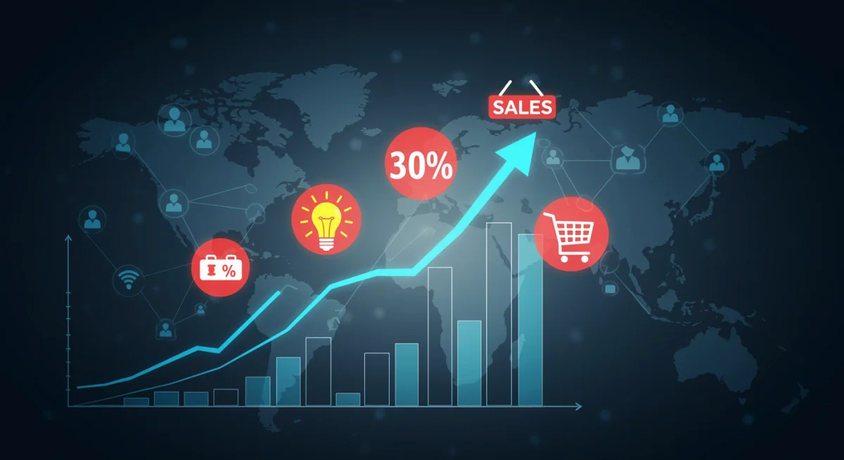 Graph showing 30% increase in brand awareness and sales