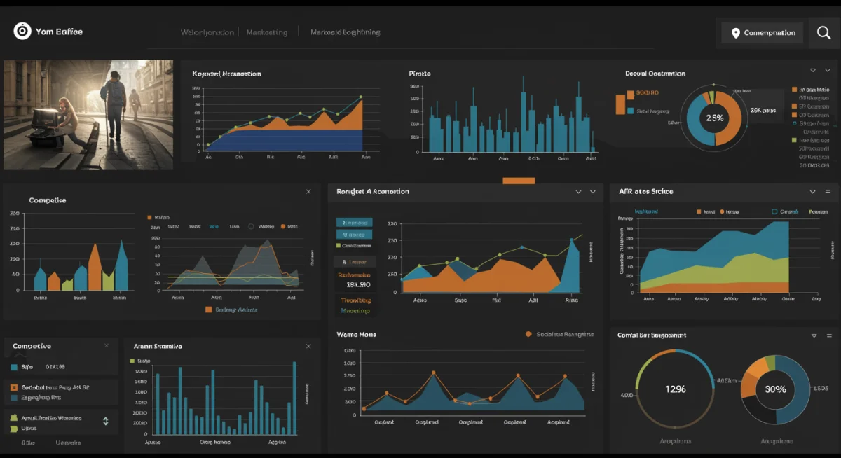 Digital marketing analytics dashboard comparing competitor performance metrics.