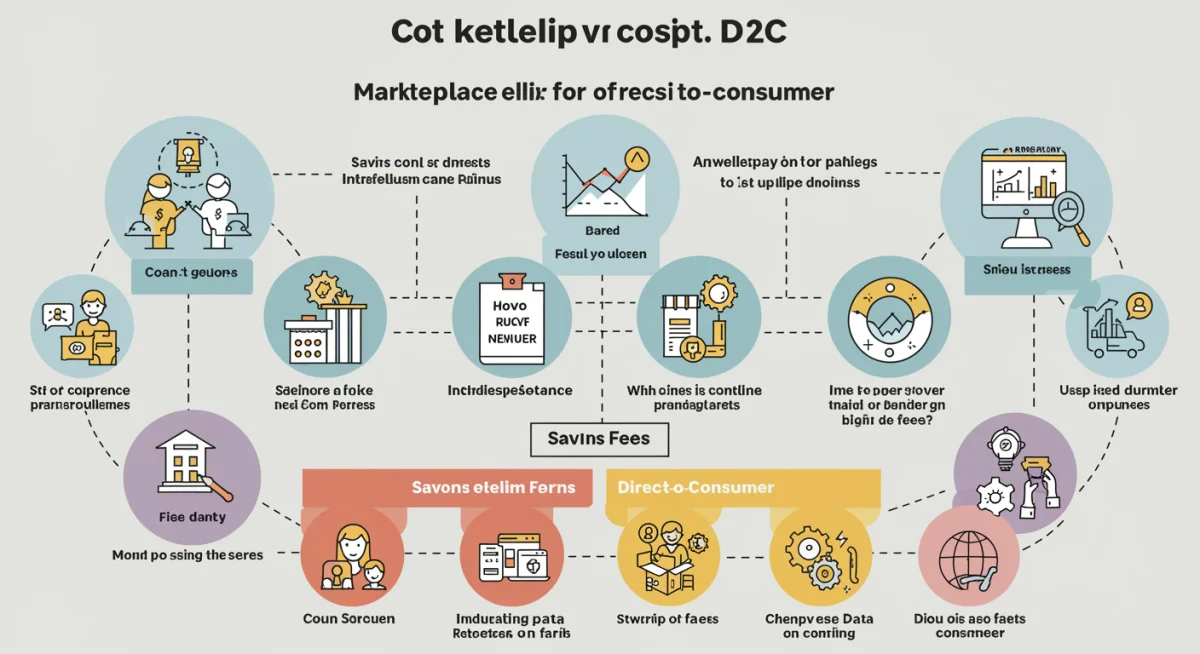 Cost breakdown for D2C versus marketplace platforms in e-commerce.