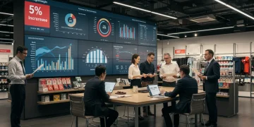 Retail professionals analyzing data for 5% margin increase