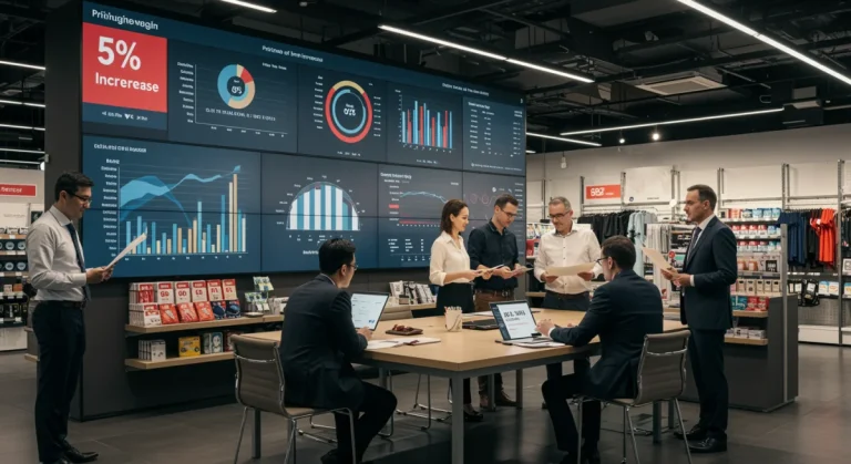 Retail professionals analyzing data for 5% margin increase