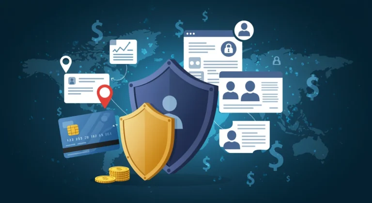 Shield protecting digital data, representing e-commerce data privacy compliance