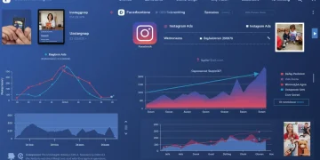 Digital marketing dashboard showing optimized paid social media advertising performance for US retailers in Q2 2025, with reduced CPA.