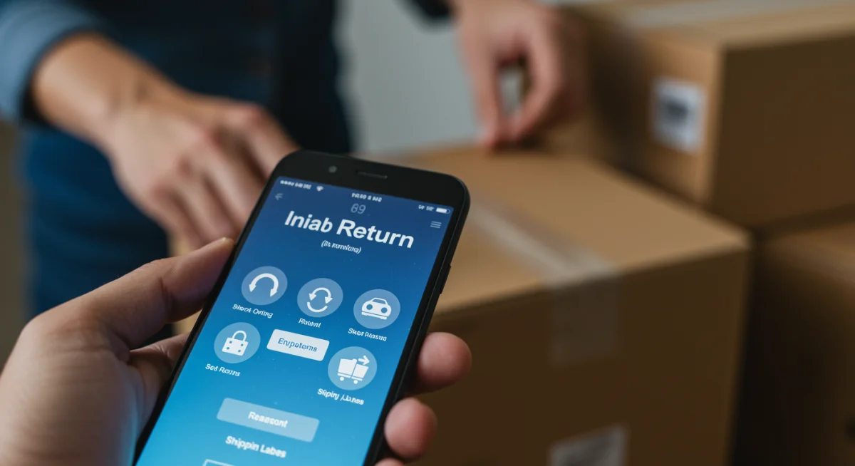Digital return portal on a smartphone simplifying the return process for customers.