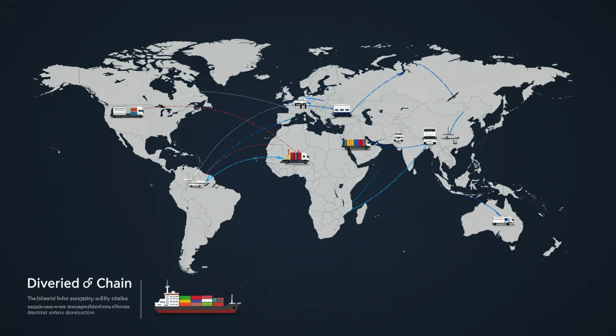 Diversified global supply chain network illustration