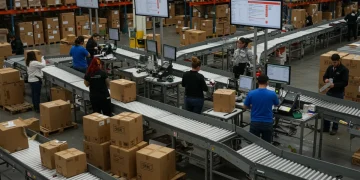 New Shipping Deadlines for U.S. E-commerce: December 2025 Holiday Season E-commerce warehouse operations during holiday rush, emphasizing efficient shipping
