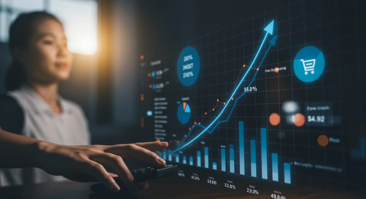 E-commerce dashboard showing sales growth and customer engagement metrics