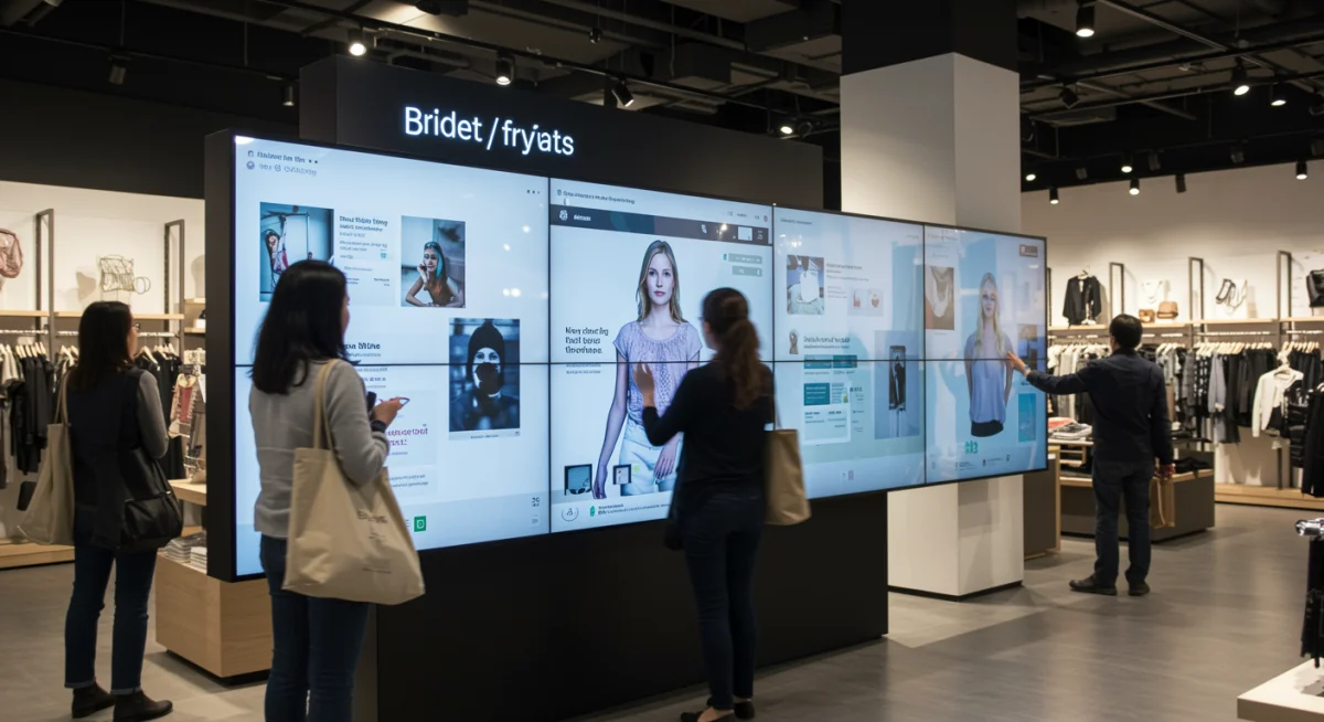 Interactive digital displays in a modern retail setting enhancing customer engagement