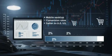 Mobile and desktop e-commerce conversion rates comparison for 2025 in the United States, showing a 2% gap.