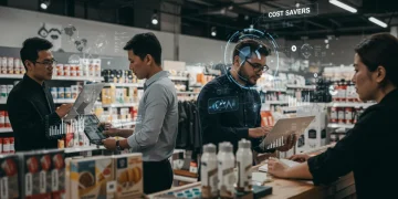 Modern retail team analyzing data for cost reduction strategies