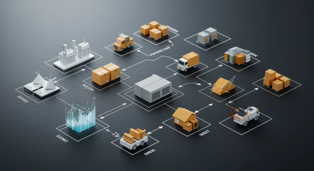 Optimized e-commerce supply chain illustrating efficient logistics and delivery for holiday peak season.