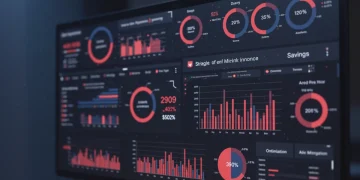 Digital marketing dashboard showing optimized ad spend and conversion metrics for Q1 2025