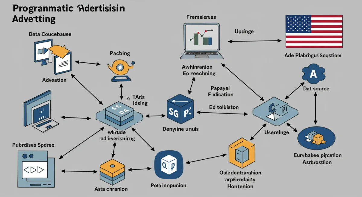Diagram illustrating the interconnected programmatic advertising ecosystem for e-commerce