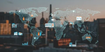 Digital visualization of a modern retail supply chain network with data analytics