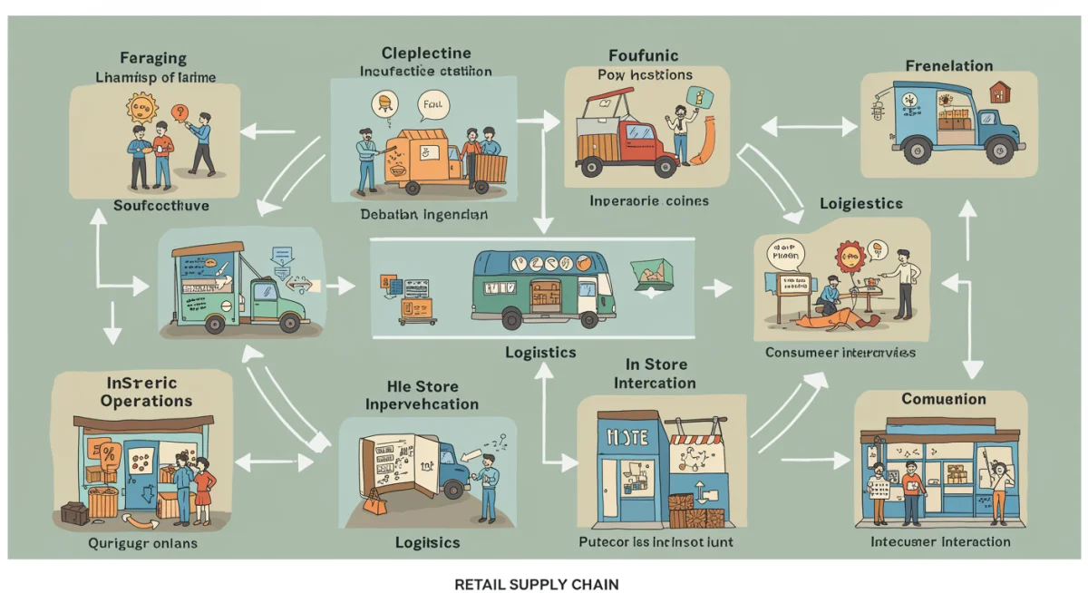 Infographic showing retail supply chain waste points and reduction strategies