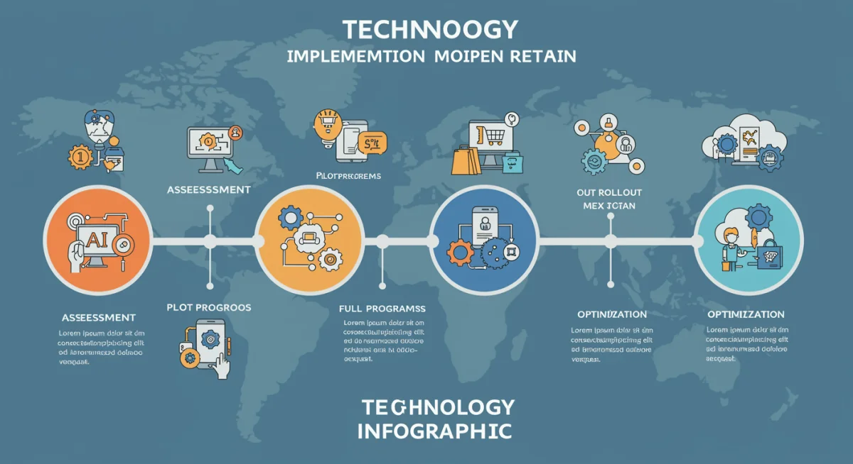 Timeline infographic for retail technology implementation roadmap