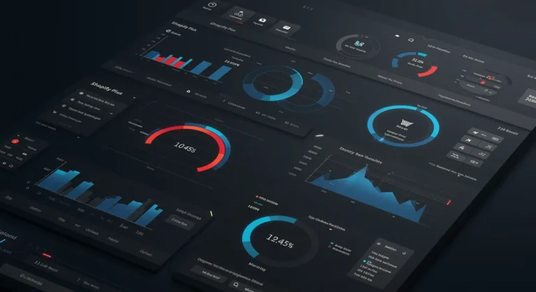 Advanced Shopify Plus analytics dashboard showing customer insights and data visualizations.