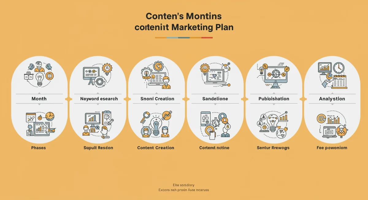 Six-month content marketing plan timeline for e-commerce SEO