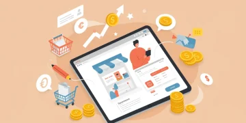 Small business owner smiling while managing Squarespace e-commerce on a tablet.