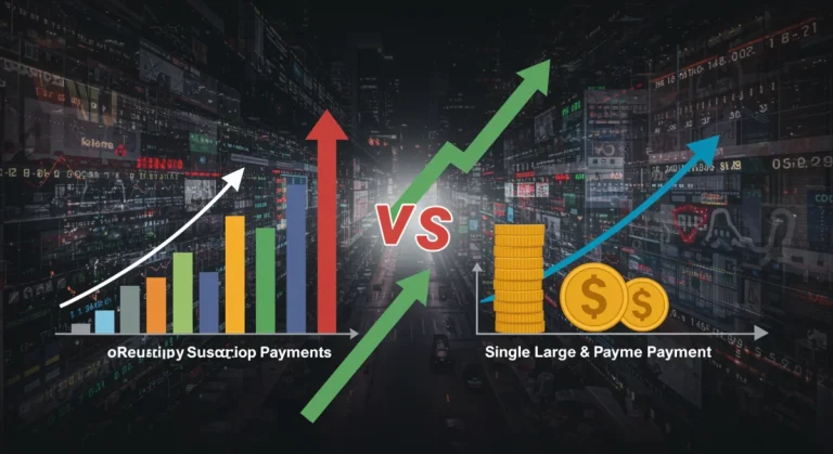 Subscription models versus one-time purchases financial comparison chart