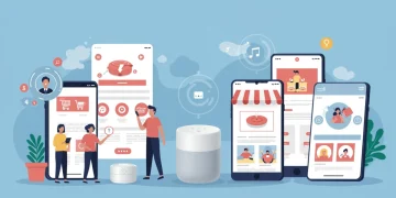 People using voice search on devices to find products online.