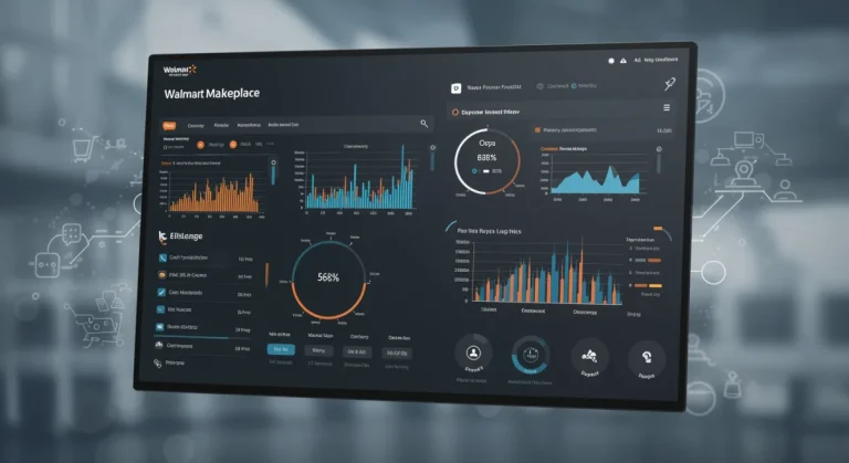 Walmart Marketplace new seller dashboard interface with efficiency metrics