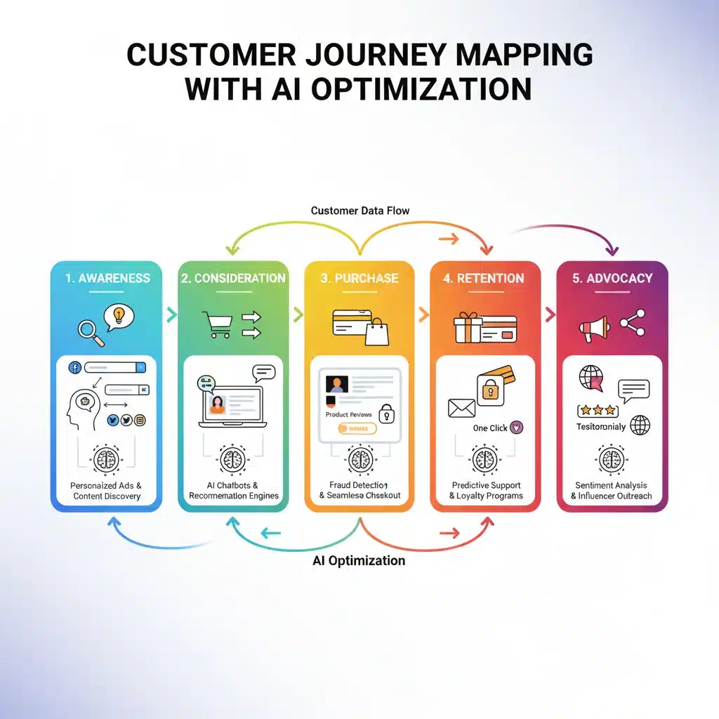 Infographic illustrating AI-driven customer journey mapping and personalization