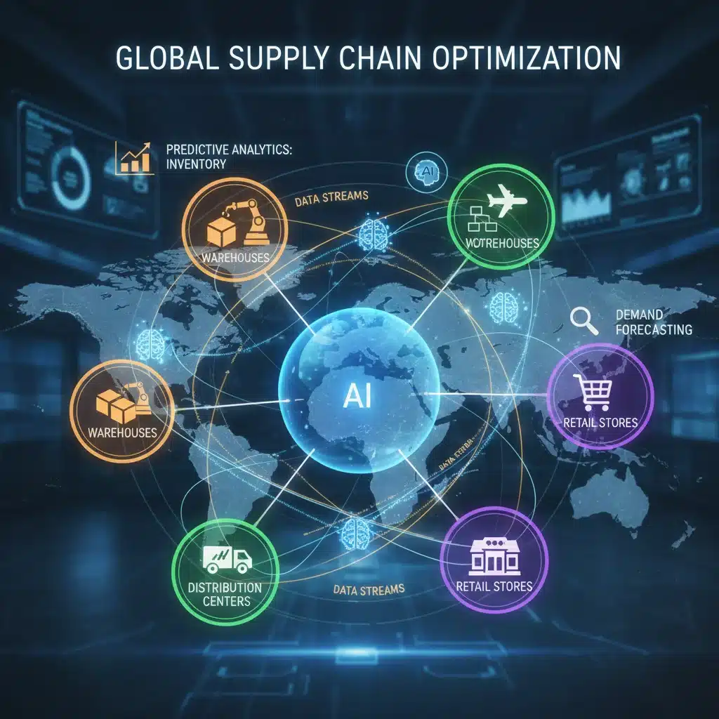 AI-optimized supply chain and inventory management visualization