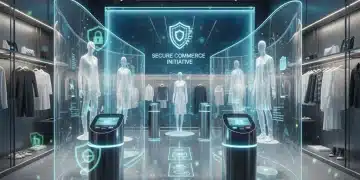 Advanced retail cyber security protecting consumer data in a modern store.