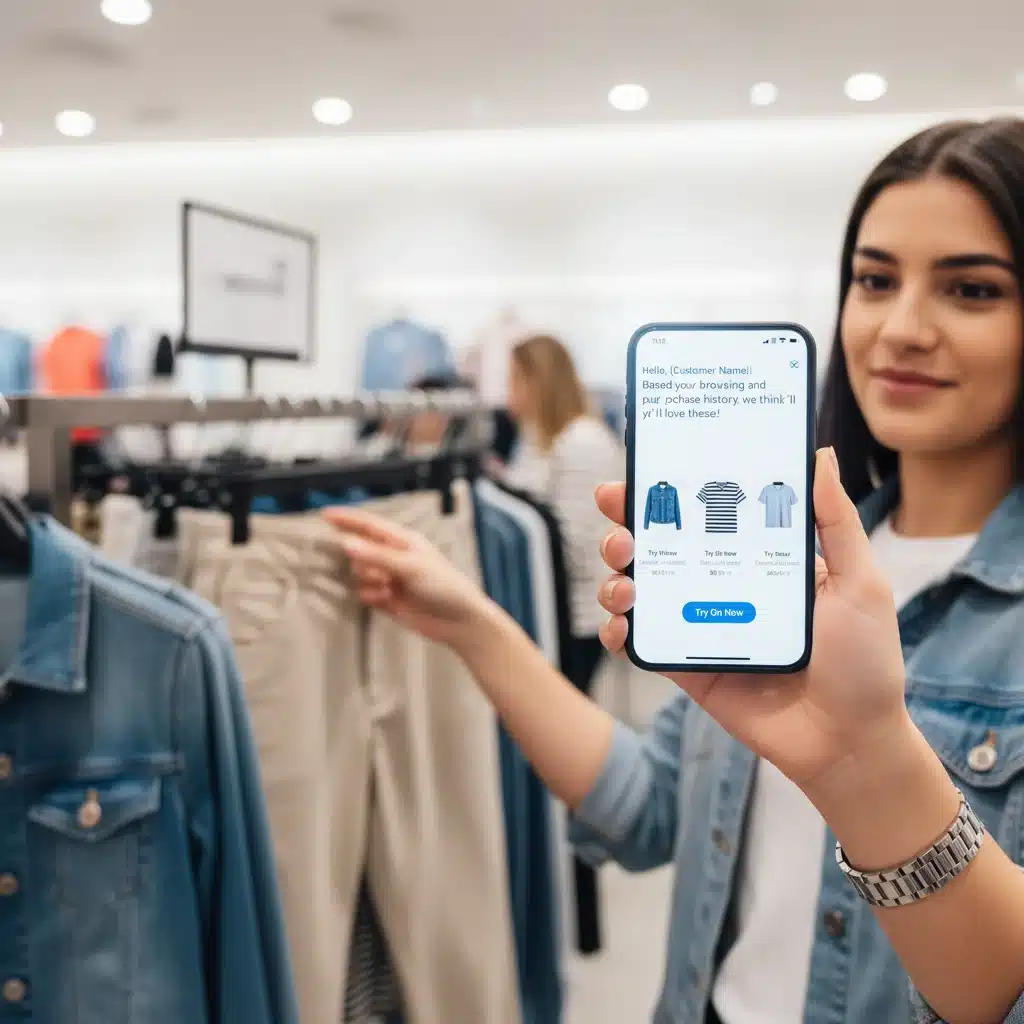 Shopper receiving personalized recommendations in-store