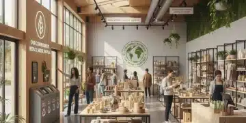 Modern retail store showcasing sustainable products and eco-friendly practices.
