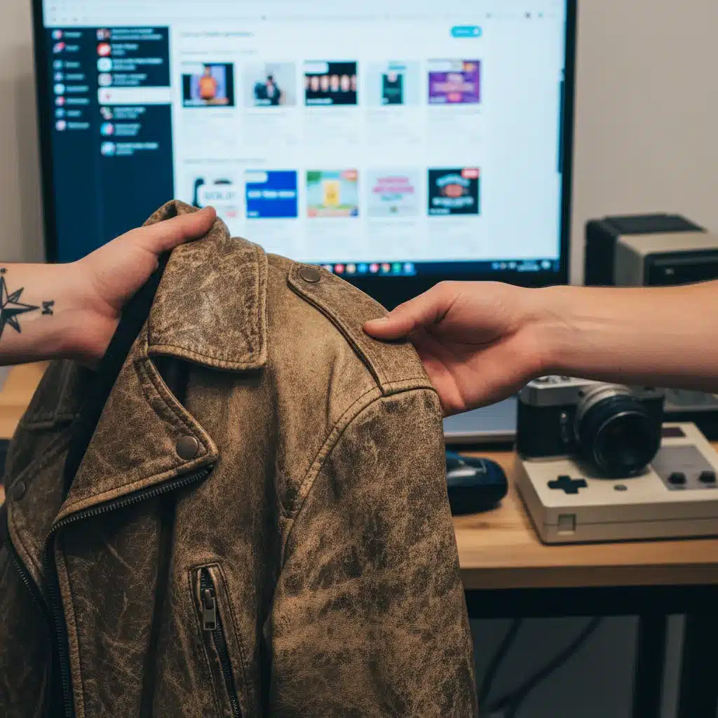 Hands exchanging a pre-owned item, illustrating the transaction in the second-hand market.