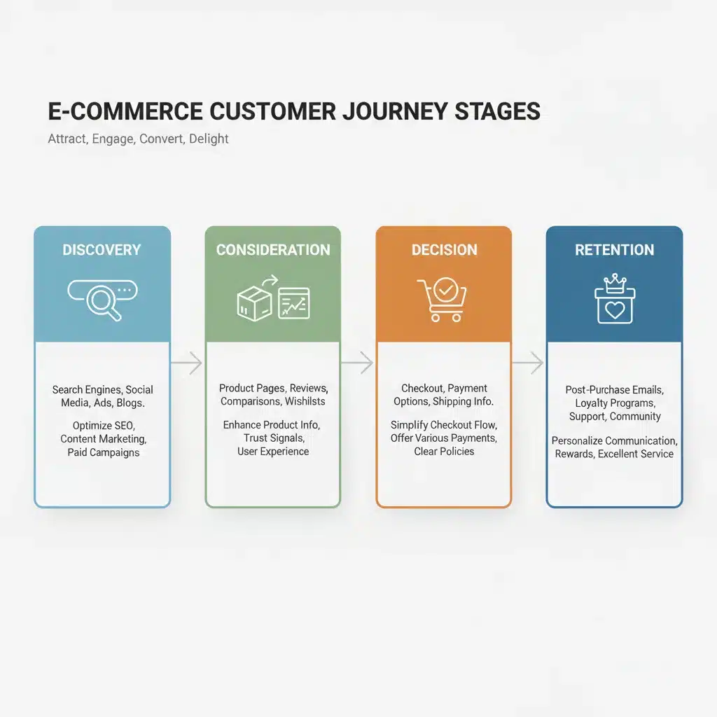 E-commerce customer journey stages and optimization points