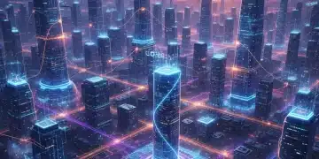 Futuristic cityscape with glowing data connections representing new API integrations for 2026