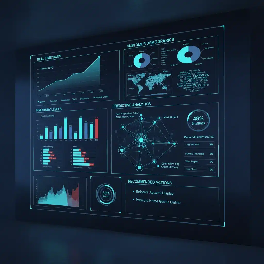 Retail analytics dashboard displaying key performance indicators for data-driven merchandising.