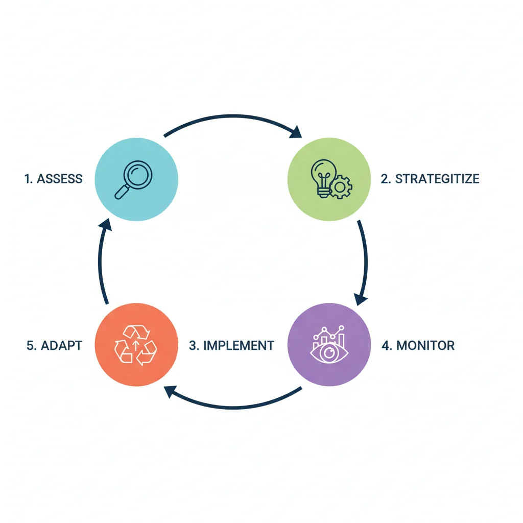 Five-step digital marketing compliance plan flowchart