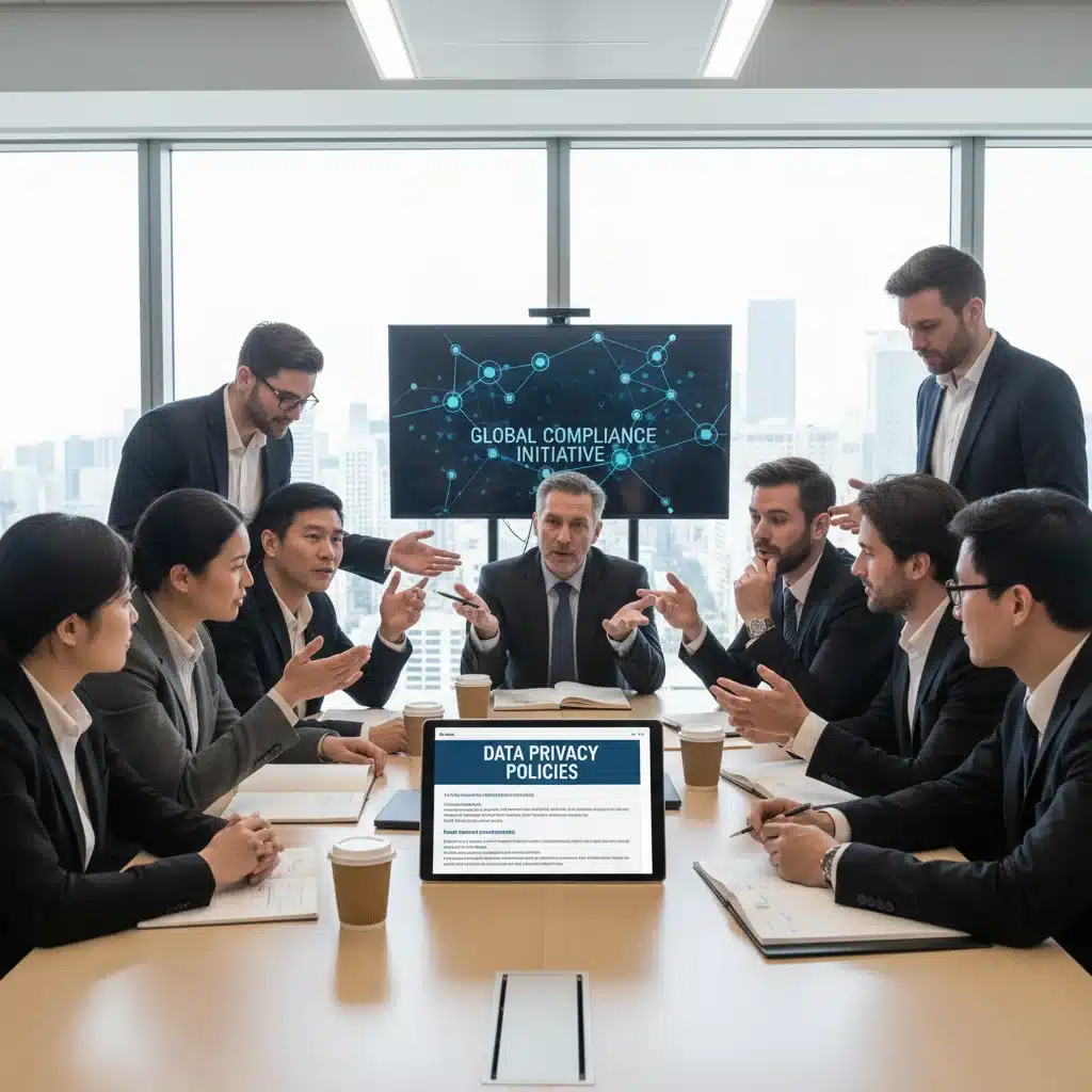 Team collaborating on digital privacy policy implementation