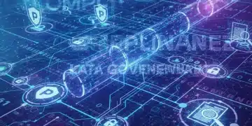 Digital network with privacy shields and legal documents representing U.S. privacy regulations compliance