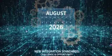Digital network with calendar marking August 2026, symbolizing impending integration changes.