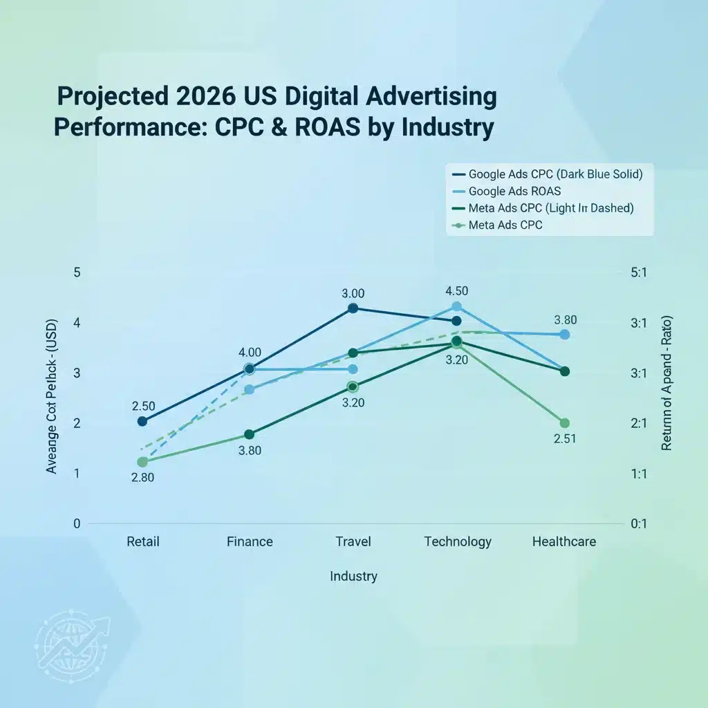 Comparative analysis of Google Ads and Meta Ads CPC and ROAS in 2026