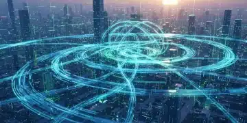 Futuristic network diagram illustrating advanced infrastructure and rapid data flow with glowing nodes, representing a significant platform performance boost.