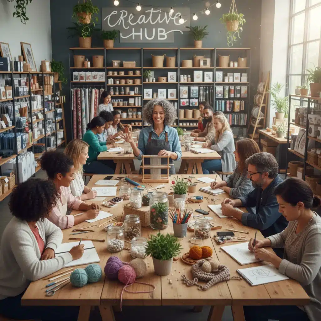 Community workshop inside a retail store with people crafting